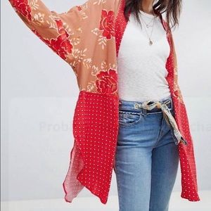 Free People Mixed Print Kimono Shirt